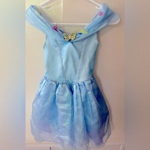 Disney Ella Cinderella movie 2015 blue stunning costume kid dress with butterfly